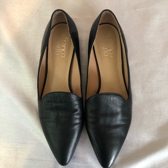Franco Sarto Ladies 9 1/2 Black Leather Pointed Toe Slip Loafers - Picture 12 of 16